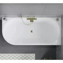 HD Serico 150/160/170 cm hosszú aszimmetrikus félszabadonálló akril kád fényes arany túlfolyóval és click-clack leeresztővel