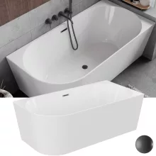 HD Serico 150/160/170 cm hosszú aszimmetrikus félszabadonálló akril kád szürke túlfolyóval és click-clack leeresztővel