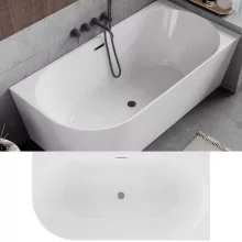 HD Serico 150/160/170 cm hosszú aszimmetrikus félszabadonálló akril kád szürke túlfolyóval és click-clack leeresztővel