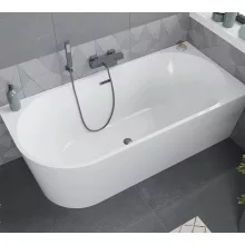 HD Serico 150/160/170 cm hosszú aszimmetrikus félszabadonálló akril kád szürke túlfolyóval és click-clack leeresztővel
