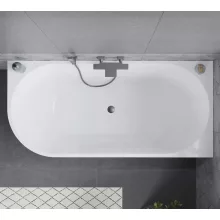 HD Serico 150/160/170 cm hosszú aszimmetrikus félszabadonálló akril kád szürke túlfolyóval és click-clack leeresztővel
