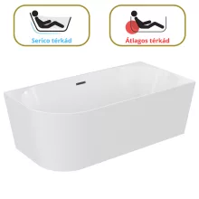 HD Serico 150/160/170 cm hosszú aszimmetrikus félszabadonálló akril kád matt fekete túlfolyóval és click-clack leeresztővel