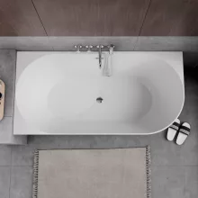HD Serico 160x80 cm balos félszabadonálló akril kád fényes króm túlfolyóval és click-clack leeresztővel