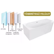 HD Serico 160x80 cm balos félszabadonálló akril kád fényes króm túlfolyóval és click-clack leeresztővel