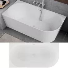 HD Serico 160x80 cm balos félszabadonálló akril kád fényes fehér túlfolyóval és click-clack leeresztővel
