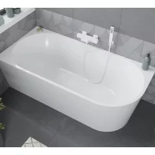HD Serico 160x80 cm balos félszabadonálló akril kád fényes fehér túlfolyóval és click-clack leeresztővel