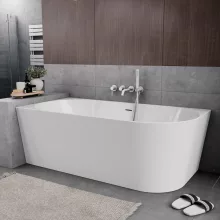 HD Serico 160x80 cm balos félszabadonálló akril kád fényes fehér túlfolyóval és click-clack leeresztővel