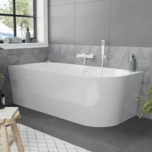 HD Serico 160x80 cm balos félszabadonálló akril kád fényes fehér túlfolyóval és click-clack leeresztővel