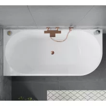 HD Serico 160x80 cm balos félszabadonálló akril kád rózsa arany túlfolyóval és click-clack leeresztővel