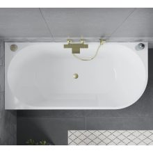 HD Serico 170x80 cm balos félszabadonálló akril kád szálcsiszolt arany túlfolyóval és click-clack leeresztővel