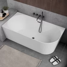 HD Serico 160x80 cm balos félszabadonálló akril kád szürke túlfolyóval és click-clack leeresztővel