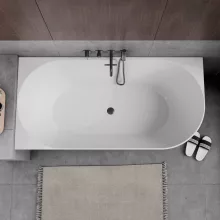 HD Serico 160x80 cm balos félszabadonálló akril kád szürke túlfolyóval és click-clack leeresztővel