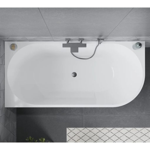 HD Serico 160x80 cm balos félszabadonálló akril kád szürke túlfolyóval és click-clack leeresztővel