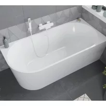 HD Serico 170x80 cm jobbos félszabadonálló akril kád fényes fehér túlfolyóval és click-clack leeresztővel