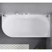 HD Serico 170x80 cm jobbos félszabadonálló akril kád fényes fehér túlfolyóval és click-clack leeresztővel