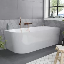 HD Serico 160x80 cm jobbos félszabadonálló akril kád rózsa arany túlfolyóval és click-clack leeresztővel