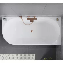 HD Serico 160x80 cm jobbos félszabadonálló akril kád rózsa arany túlfolyóval és click-clack leeresztővel