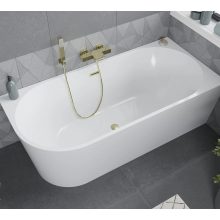 HD Serico 160x80 cm jobbos félszabadonálló akril kád szálcsiszolt arany túlfolyóval és click-clack leeresztővel