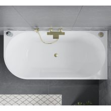 HD Serico 160x80 cm jobbos félszabadonálló akril kád szálcsiszolt arany túlfolyóval és click-clack leeresztővel