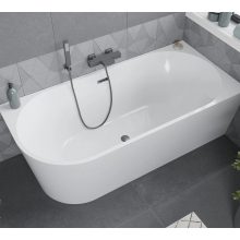 HD Serico 160x80 cm jobbos félszabadonálló akril kád szürke túlfolyóval és click-clack leeresztővel