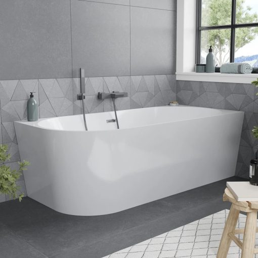 HD Serico 160x80 cm jobbos félszabadonálló akril kád szürke túlfolyóval és click-clack leeresztővel