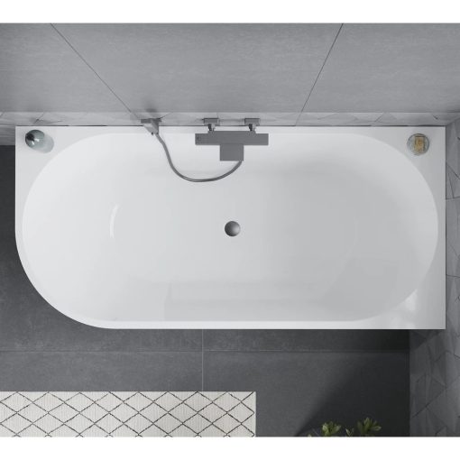 HD Serico 160x80 cm jobbos félszabadonálló akril kád szürke túlfolyóval és click-clack leeresztővel