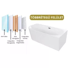 HD Serico 160x80 cm jobbos félszabadonálló akril kád matt fekete túlfolyóval és click-clack leeresztővel