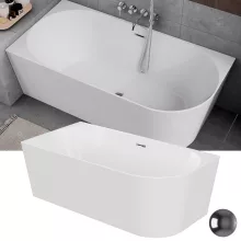 HD Serico 170x80 cm balos félszabadonálló akril kád fényes króm túlfolyóval és click-clack leeresztővel