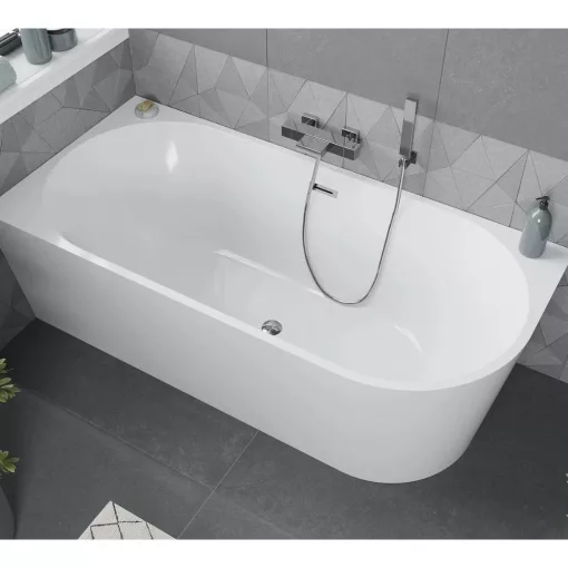 HD Serico 170x80 cm balos félszabadonálló akril kád fényes króm túlfolyóval és click-clack leeresztővel