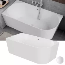 HD Serico 170x80 cm balos félszabadonálló akril kád fényes fehér túlfolyóval és click-clack leeresztővel