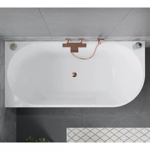 HD Serico 170x80 cm balos félszabadonálló akril kád rózsa arany túlfolyóval és click-clack leeresztővel