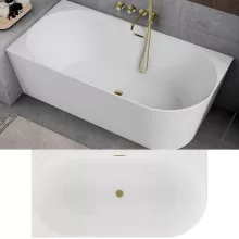 HD Serico 170x80 cm balos félszabadonálló akril kád fényes arany túlfolyóval és click-clack leeresztővel