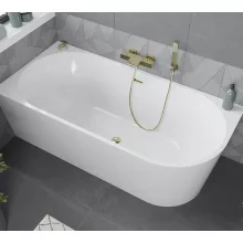 HD Serico 170x80 cm balos félszabadonálló akril kád fényes arany túlfolyóval és click-clack leeresztővel