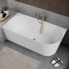 HD Serico 170x80 cm balos félszabadonálló akril kád fényes arany túlfolyóval és click-clack leeresztővel