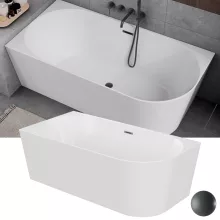 HD Serico 170x80 cm balos félszabadonálló akril kád szürke túlfolyóval és click-clack leeresztővel