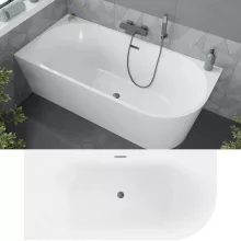 HD Serico 170x80 cm balos félszabadonálló akril kád szürke túlfolyóval és click-clack leeresztővel