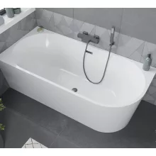 HD Serico 170x80 cm balos félszabadonálló akril kád szürke túlfolyóval és click-clack leeresztővel