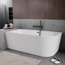 HD Serico 170x80 cm balos félszabadonálló akril kád szürke túlfolyóval és click-clack leeresztővel