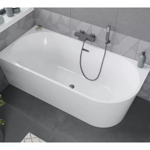 HD Serico 170x80 cm balos félszabadonálló akril kád szürke túlfolyóval és click-clack leeresztővel