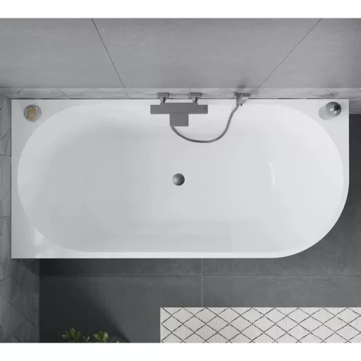 HD Serico 170x80 cm balos félszabadonálló akril kád szürke túlfolyóval és click-clack leeresztővel