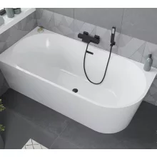 HD Serico 170x80 cm balos félszabadonálló akril kád matt fekete túlfolyóval és click-clack leeresztővel