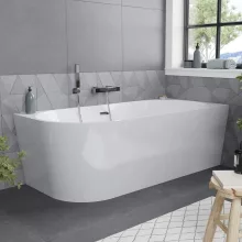 HD Serico 170x80 cm jobbos félszabadonálló akril kád fényes króm túlfolyóval és click-clack leeresztővel