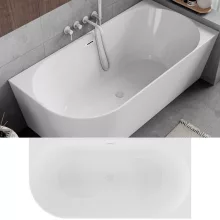 HD Serico 170x80 cm jobbos félszabadonálló akril kád fényes fehér túlfolyóval és click-clack leeresztővel