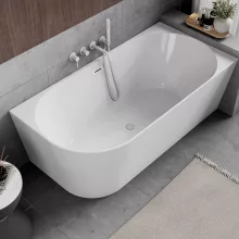 HD Serico 170x80 cm jobbos félszabadonálló akril kád fényes fehér túlfolyóval és click-clack leeresztővel