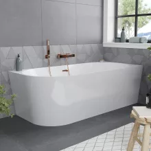 HD Serico 170x80 cm jobbos félszabadonálló akril kád rózsa arany túlfolyóval és click-clack leeresztővel