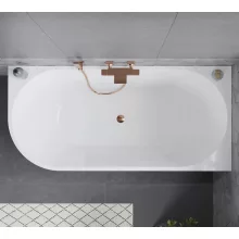 HD Serico 170x80 cm jobbos félszabadonálló akril kád rózsa arany túlfolyóval és click-clack leeresztővel