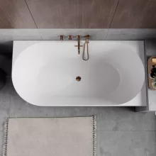 HD Serico 170x80 cm jobbos félszabadonálló akril kád rózsa arany túlfolyóval és click-clack leeresztővel