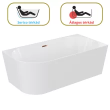 HD Serico 170x80 cm jobbos félszabadonálló akril kád rózsa arany túlfolyóval és click-clack leeresztővel