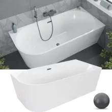 HD Serico 170x80 cm jobbos félszabadonálló akril kád szürke túlfolyóval és click-clack leeresztővel