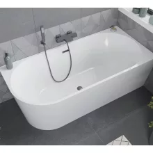 HD Serico 170x80 cm jobbos félszabadonálló akril kád szürke túlfolyóval és click-clack leeresztővel